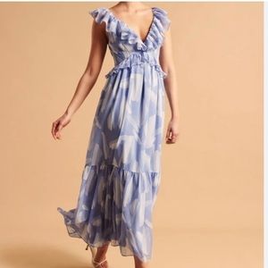Abercrombie & Fitch blue and white maxi dress